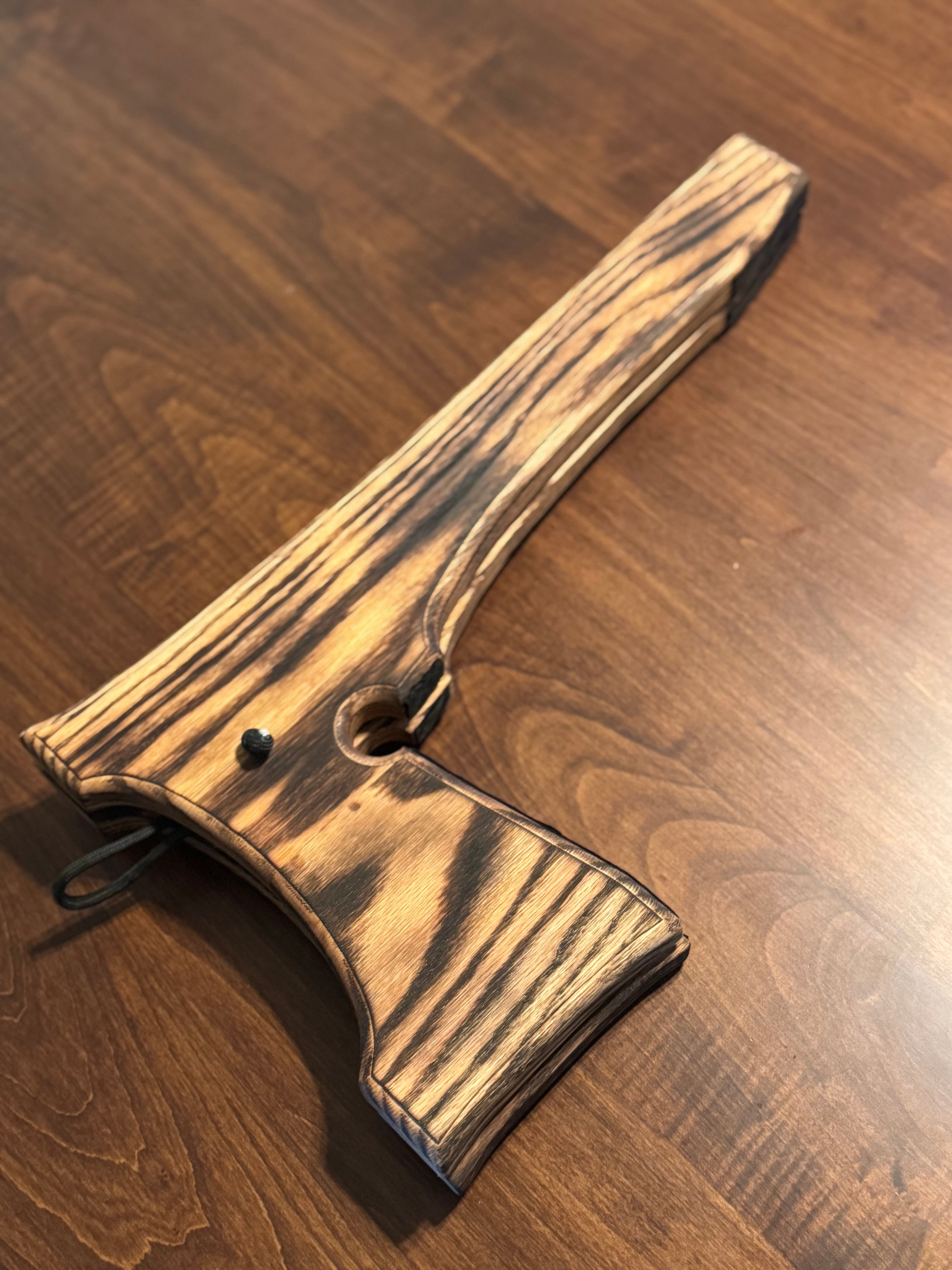 Handmade Foldable Wooden Guitar Stand – Solid Oak with Burned Finish | CreationsByWill
