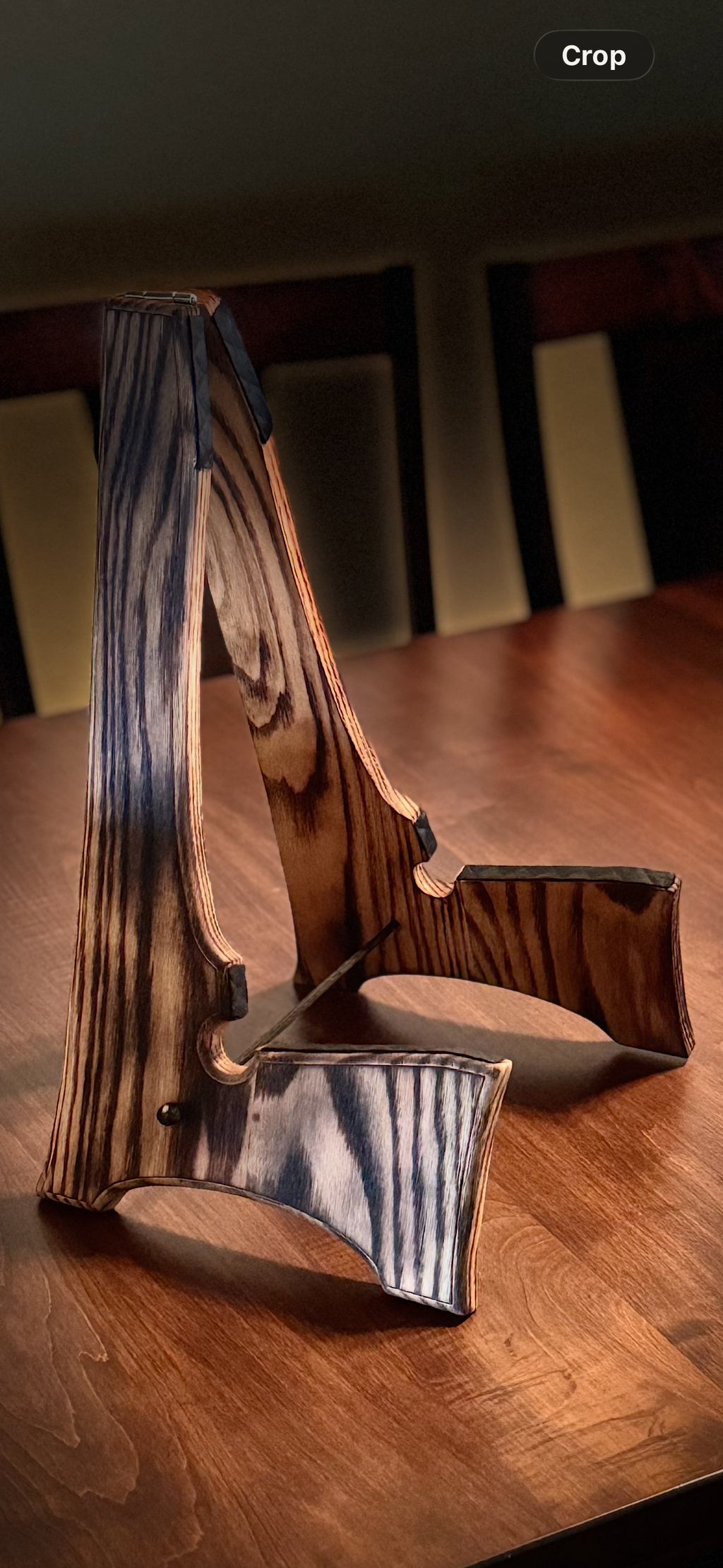 Handmade Foldable Wooden Guitar Stand – Solid Oak with Burned Finish | CreationsByWill