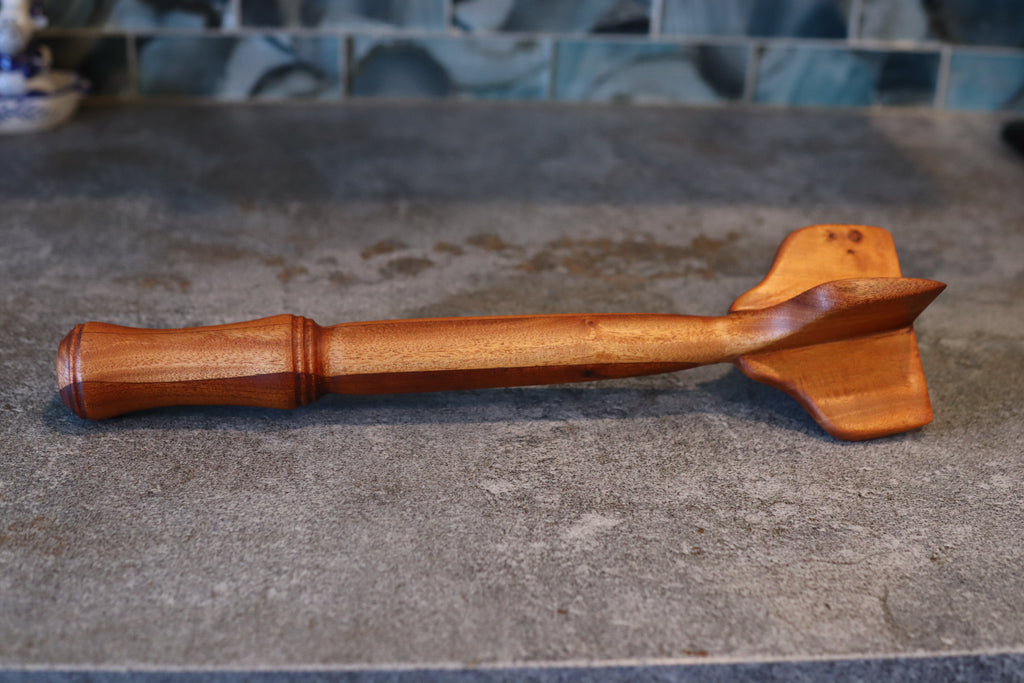 Mahogany Meat masher hand carved solid wood non toxic ground beef chopper
