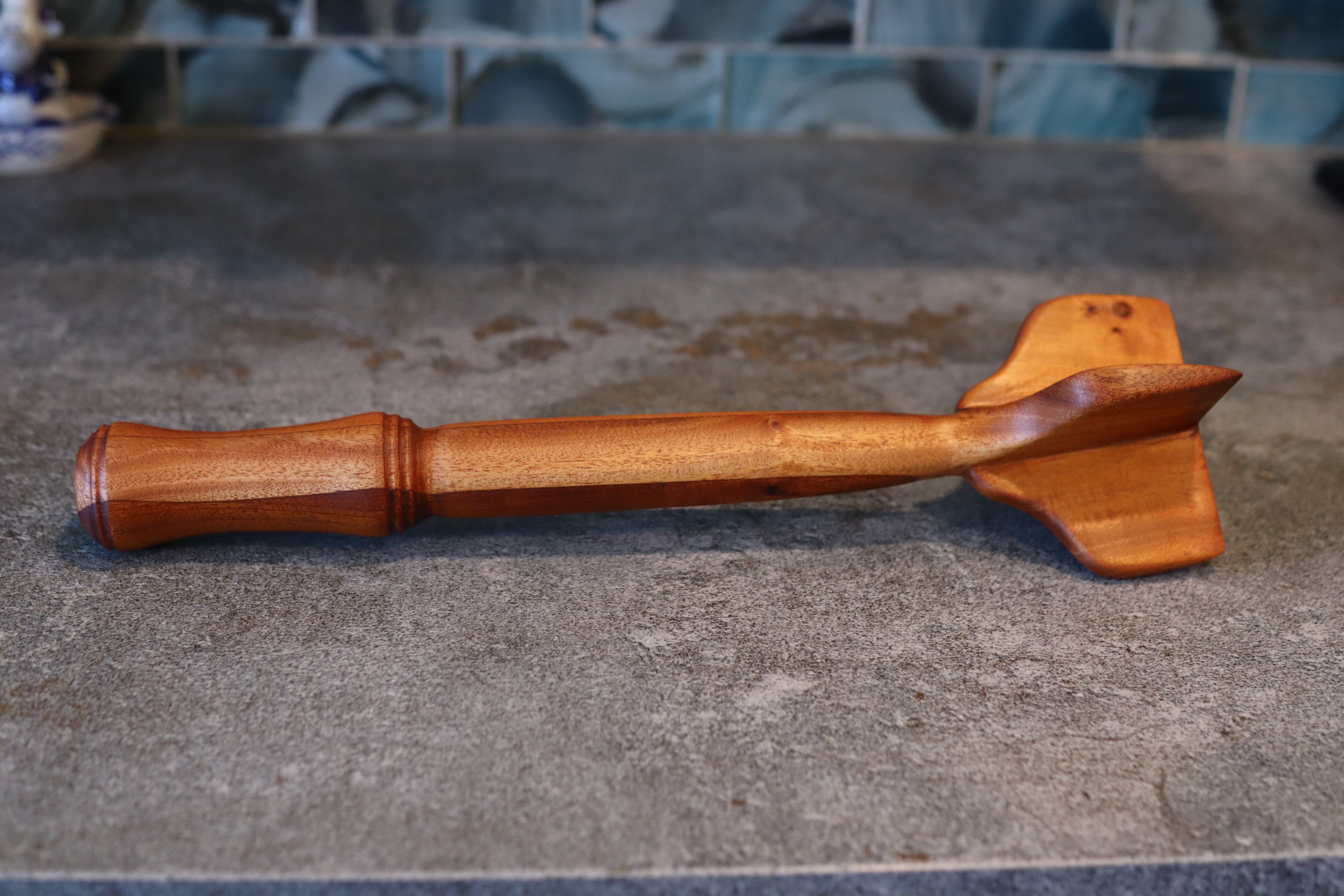 Mahogany Meat masher hand carved solid wood non toxic ground beef chopper
