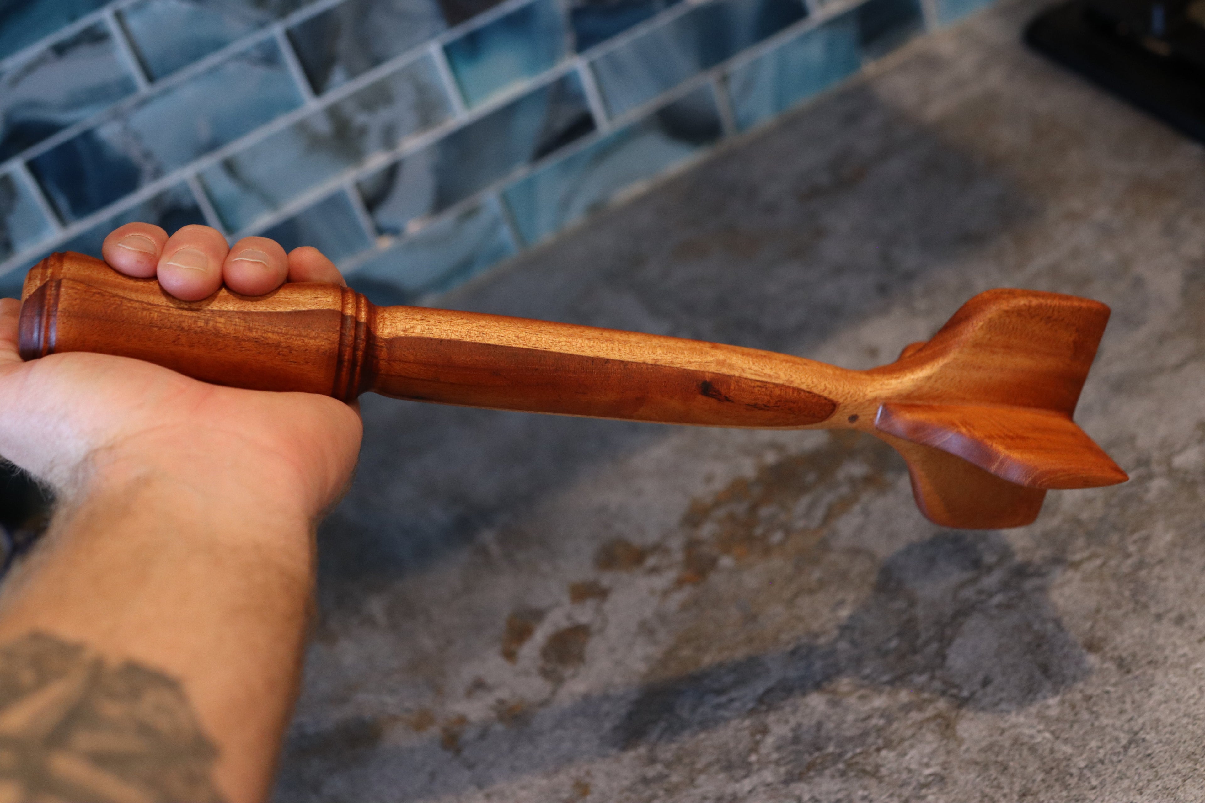 Mahogany Meat masher hand carved solid wood non toxic ground beef chopper