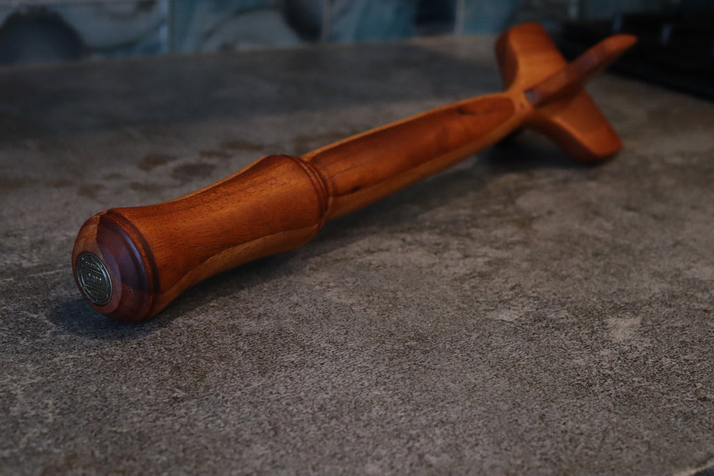 Mahogany Meat masher hand carved solid wood non toxic ground beef chopper