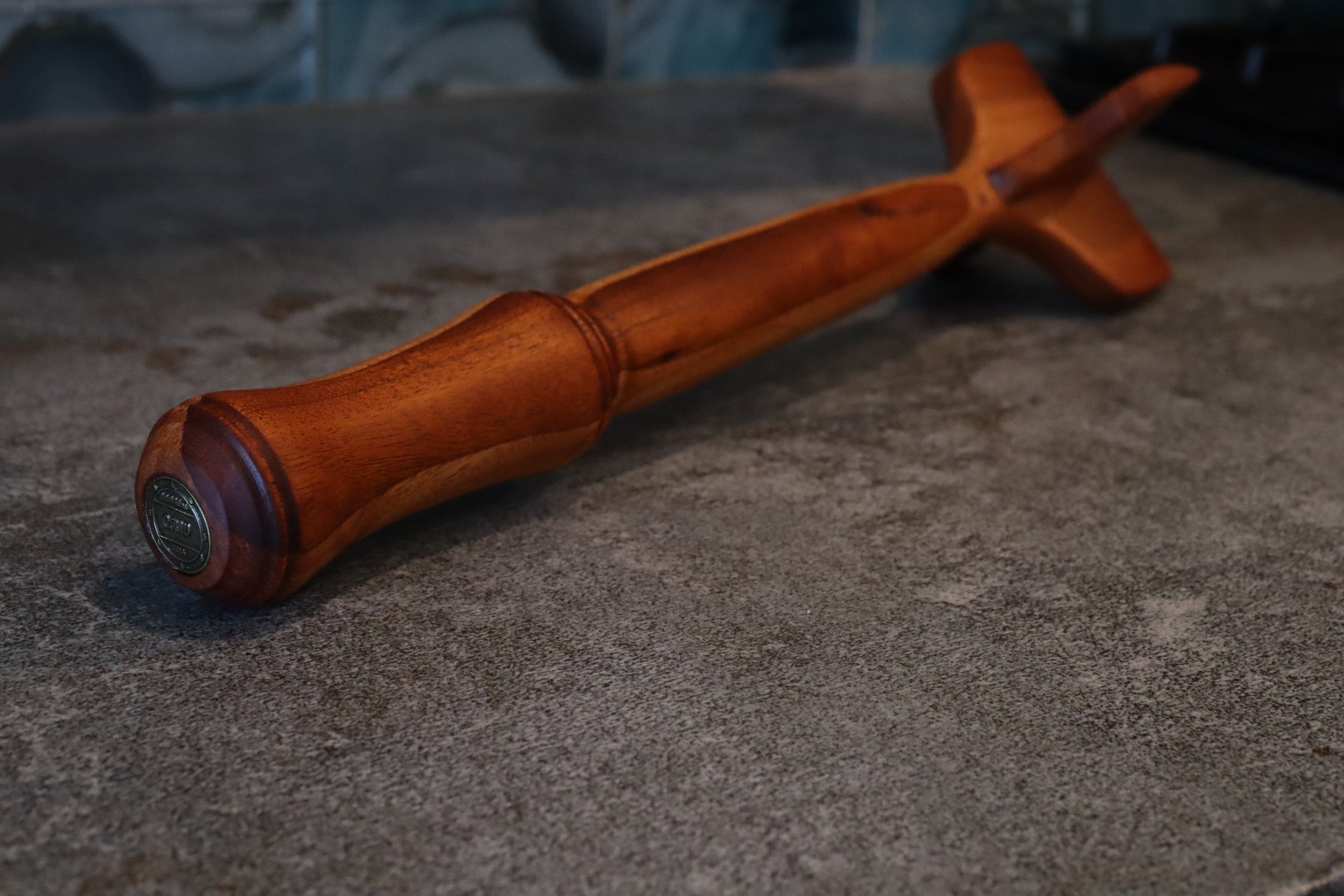 Mahogany Meat masher hand carved solid wood non toxic ground beef chopper